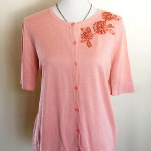 LOFT Pink Short Sleeve Sweater XL NWOT
